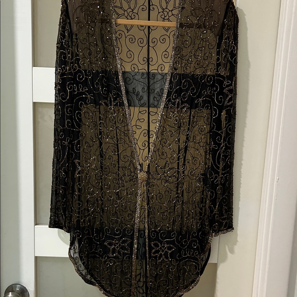 Beaded Black Sheer Evening Jacket